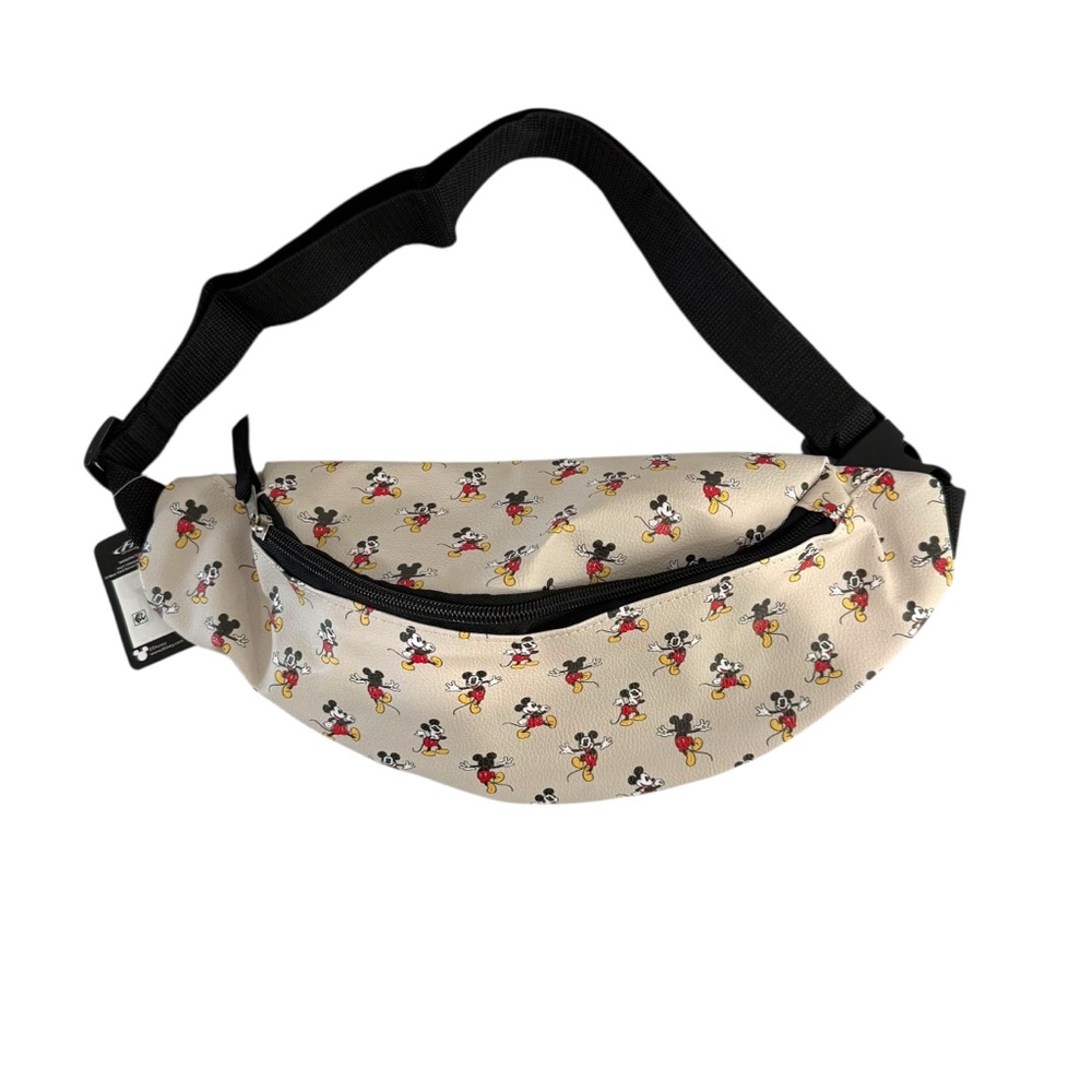 NWT Disney Mickey Mouse Adjustable Belt Bag Fanny Pack Tan Multi Color